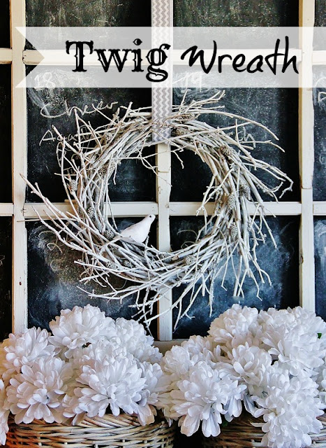 Winter twig wreath, by Thistlewood Farm, featured on Funky Junk Interiors