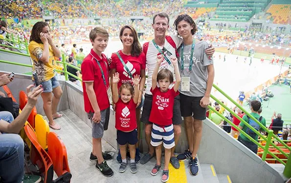 Prince Joachim, Princess Marie, Prince Felix, Prince Nikolai, Princess Athena and Prince Henrik at 2016 Summer Olympics in Rio