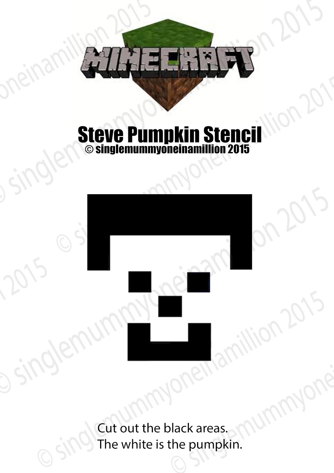 Single Mummy; One In A Million: Steve from Minecraft Pumpkin Stencil