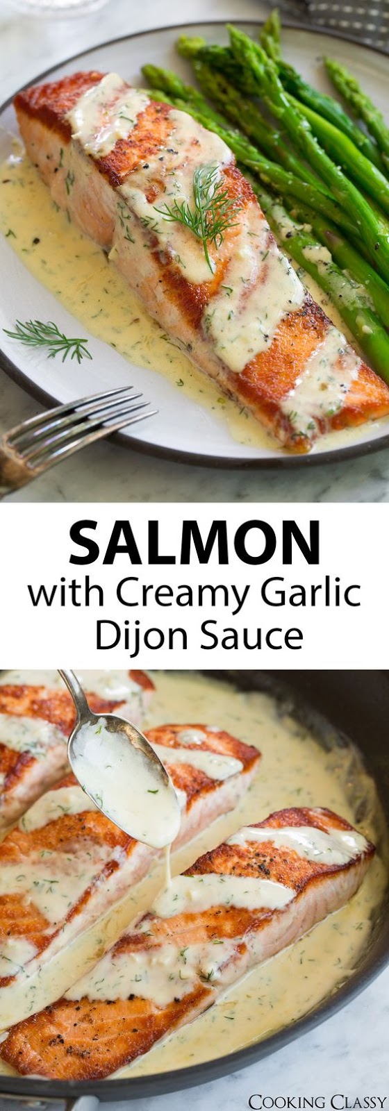 Salmon with Creamy Garlic Dijon Sauce - The Healthy Cake Recipes