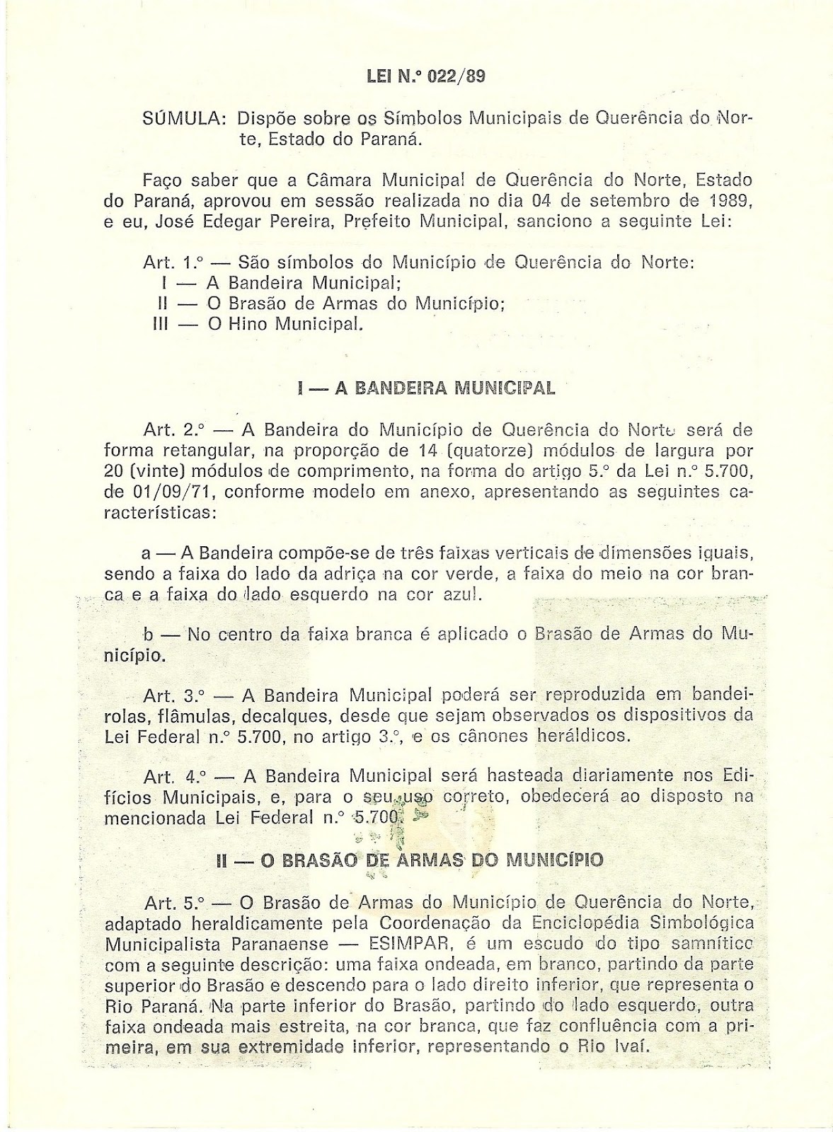 Querência em FOCO! Querência do Norte símbolos justificativas