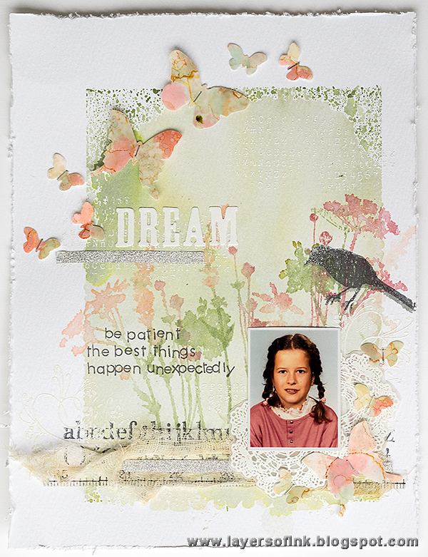 Layers of ink - Field of flowers tutorial by Anna-Karin Layers of ink - Field of flowers tutorial by Anna-Karin, with Wildflowers stamps by Tim Holtz and Yupo paper.