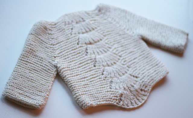 handmade diy knitting handknit sweater camilla babe quince and co fan pattern garter stitch merino wool baby sweater 