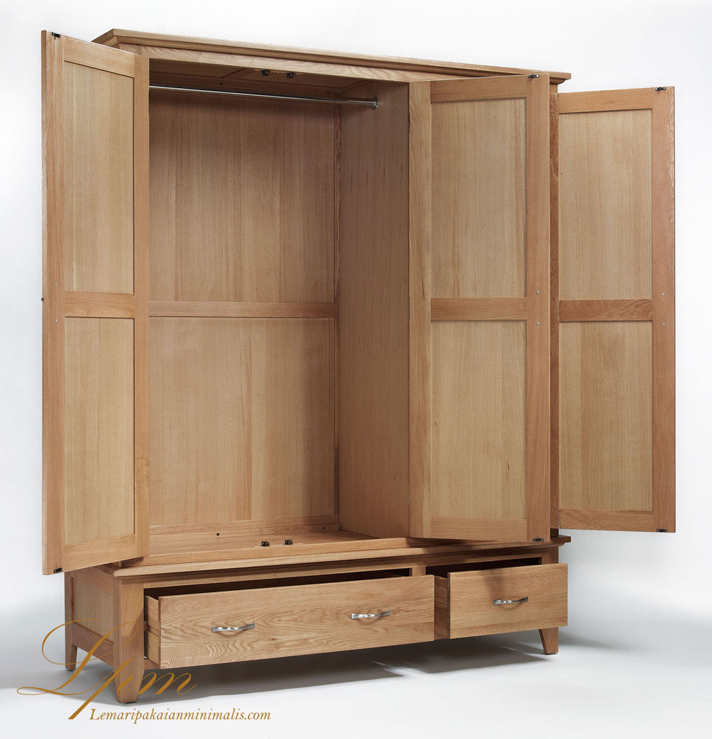 41 Model Lemari Pakaian Kayu Jati 3 Pintu Terbaru 2018 - Model Desain