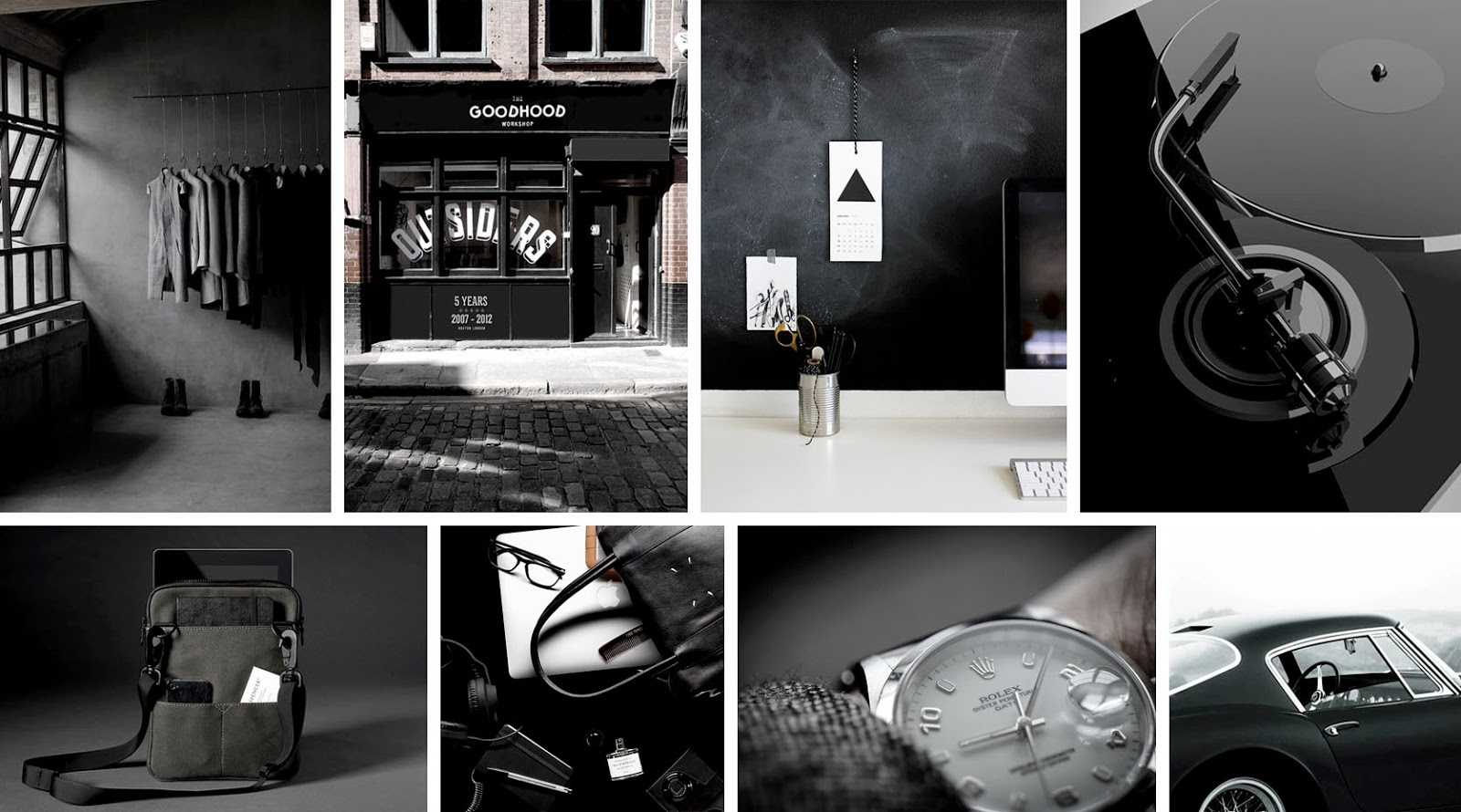 winter: moodboard: black color.