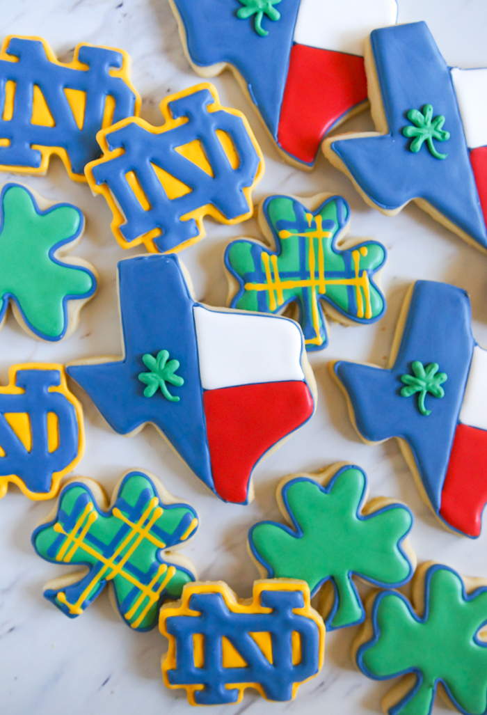 Texas Notre Dame decorated cookies