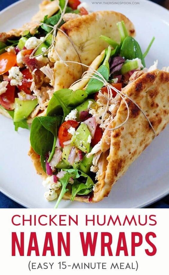 Chicken Hummus Naan Wraps