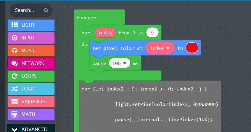 Tango of the Geeks: Use JavaScript to Decrement Loops in MakeCode