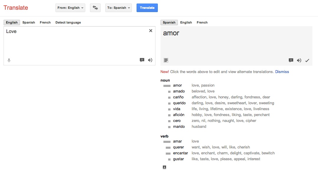 Esto es Google Distingan entre amar y querer con el diccionario