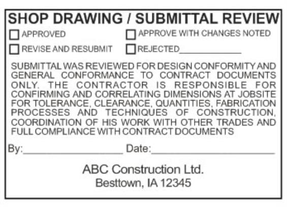 Shop Drawing And Submittal Stamps