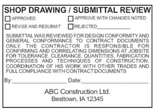 Shop Drawing and Submittal Stamps