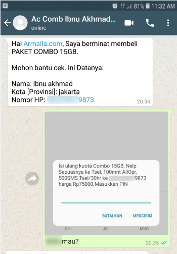 Paket Combo Telkomsel Hilang