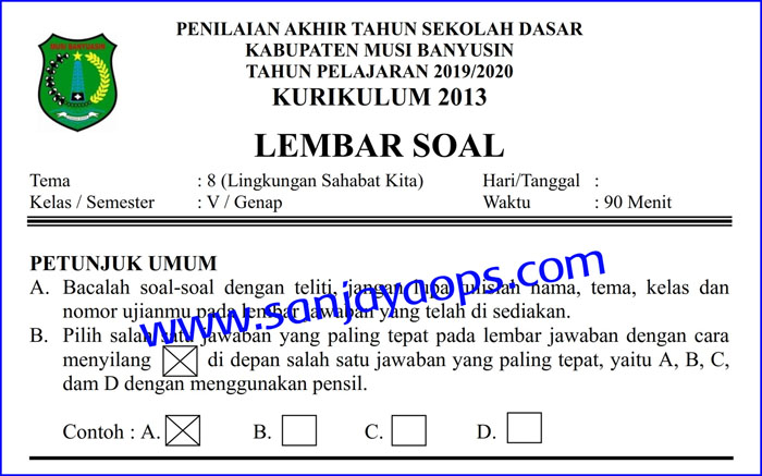 Soal Penilaian Akhir Tahun Pat Pas Kelas 5 Tema 8 Lingkungan Sahabat Kita Sanjayaops