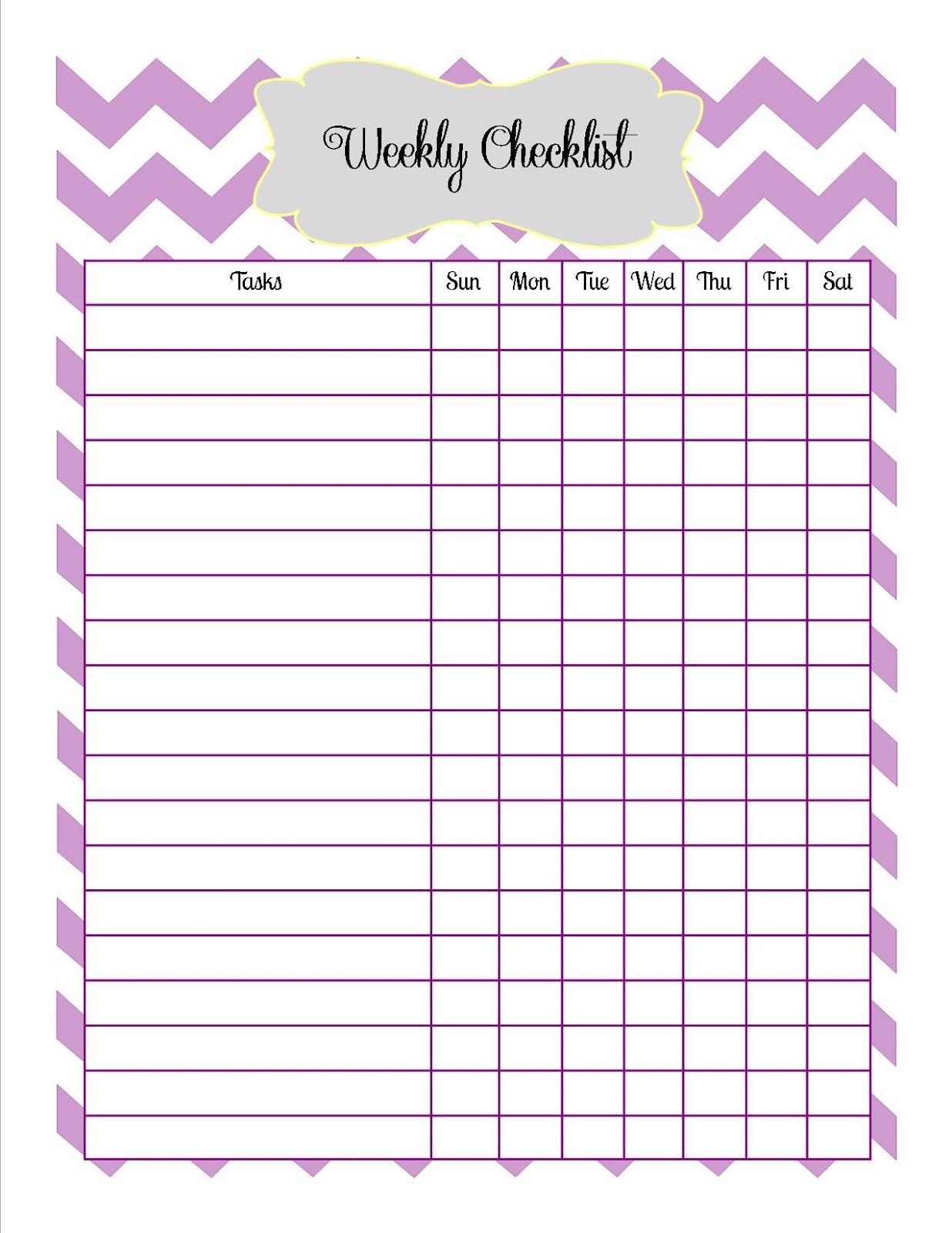 Weekly To Do Checklist