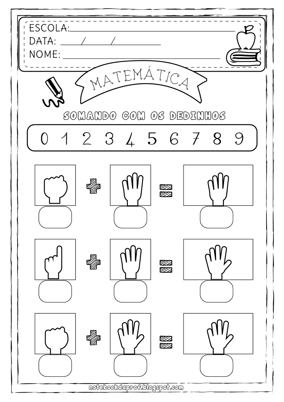 Somas - Jogos Educativos para Imprimir - Contas de Somar da Hello Kitty -  Adição - Exercicios Matematica 1 ciclo - Brinquedos de Papel