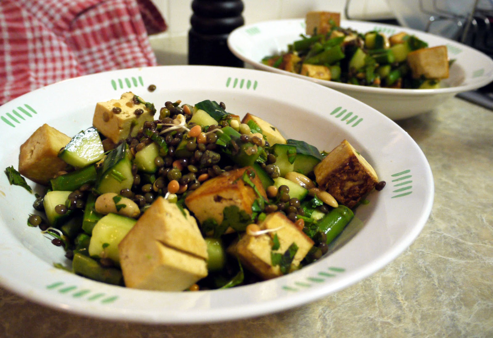 The Radio Gastronomer Tofu, Asparagus, Cucumber and Lentil Salad