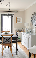 modern farmhouse dining room classic light wall clock beige artwork sherwin williams accessible decor tour