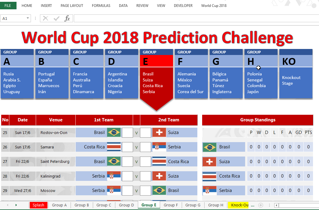 El sabio de Excel La plantilla del Copa del Mundo 2018 en Excel!!!