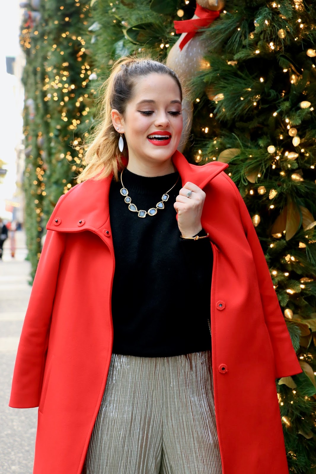 Nyc fashion blogger Kathleen Harper wearing a Christmas party outfit