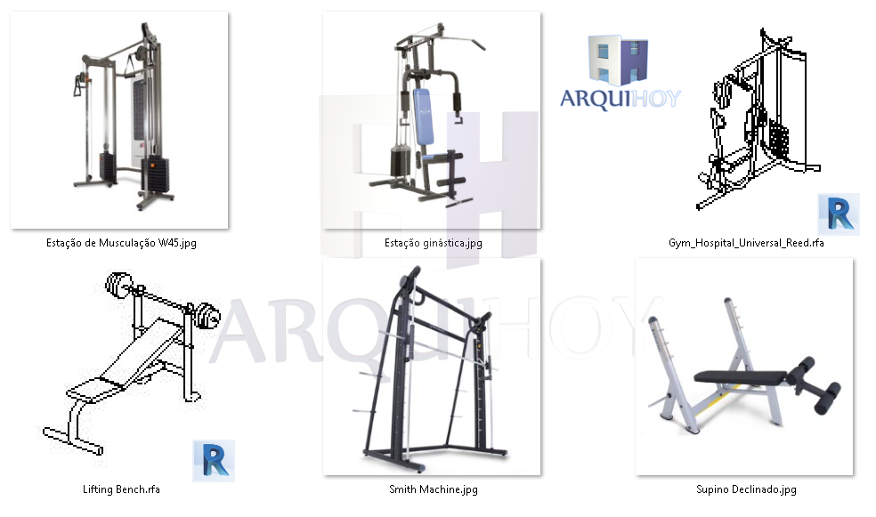 Familia equipo de gimnasio / Family gym equipment (RFA) ArquiHoyRevit