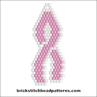 Click to view the Medium Pink Ribbon brick stitch bead pattern charts.