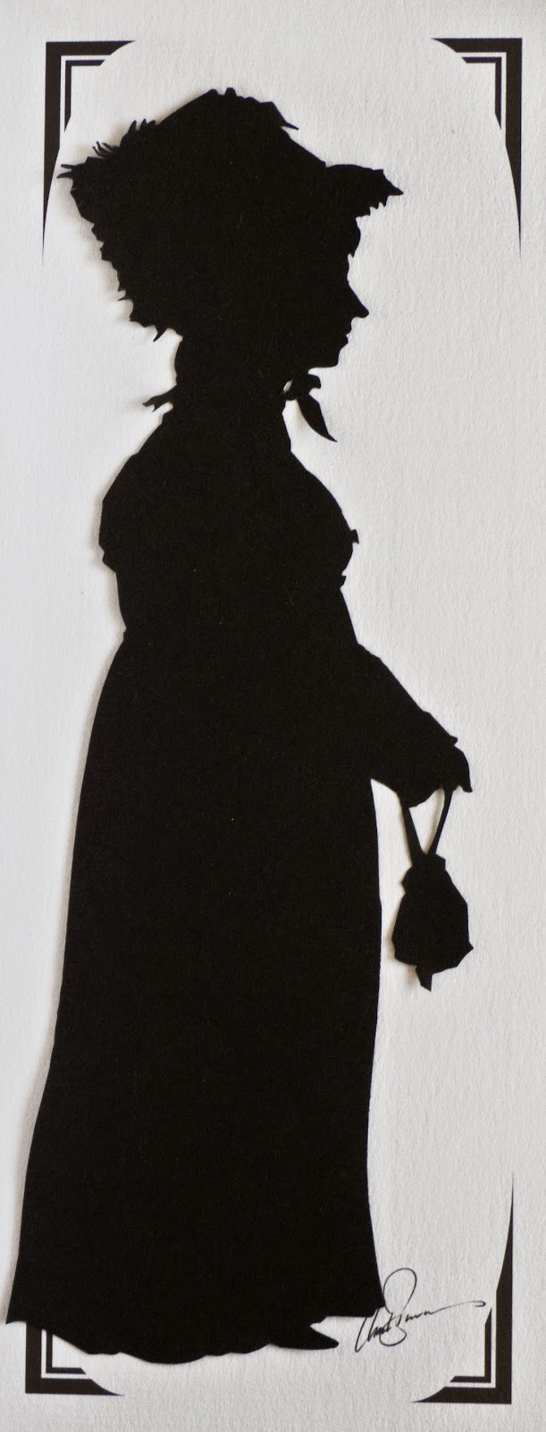 Silhouette of Rachel Knowles in Regency costume by The Roving Artist