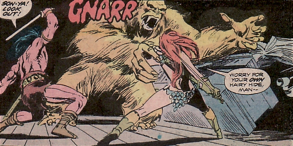 Conan the Barbarian #44, Conan and Red Sonja fight a giant man-ape