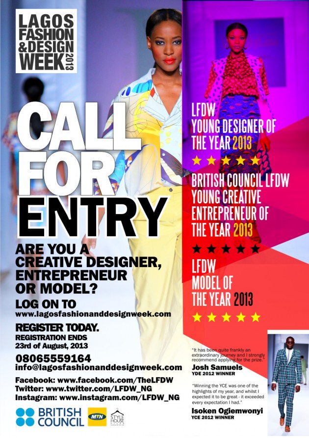 DeBuzz CALL FOR ENTRY Lagos Fashion and Design Week 2013 LFDW