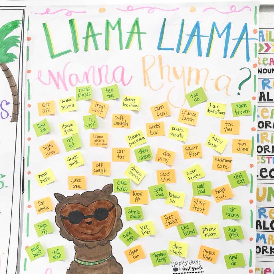 how-to-teach-rhyming-using-llama-llama-books-happy-days-in-first-grade