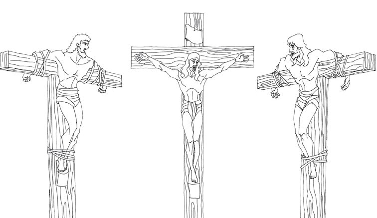 Jesús clavado en la cruz colorear