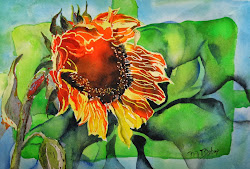 ink sunflower watercolor poured marilyn