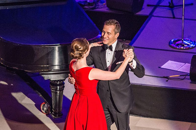 Governor Eric Greitens is shown dancing with his wife, Sheena Greitens, during his inauguration
