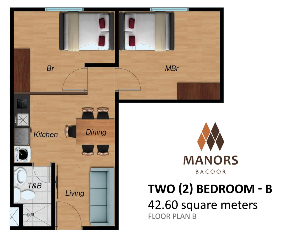 Two (2) Bedroom 42.6 Sqm - Manors Bacoor| Camella Affordable House for Sale in Bacoor Cavite