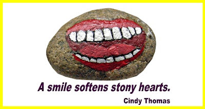 painted rocks, quote, smile, Stony Face, Cindy Thomas
