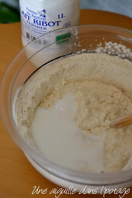 farine / lait ribot/ bicarbonate de soude 