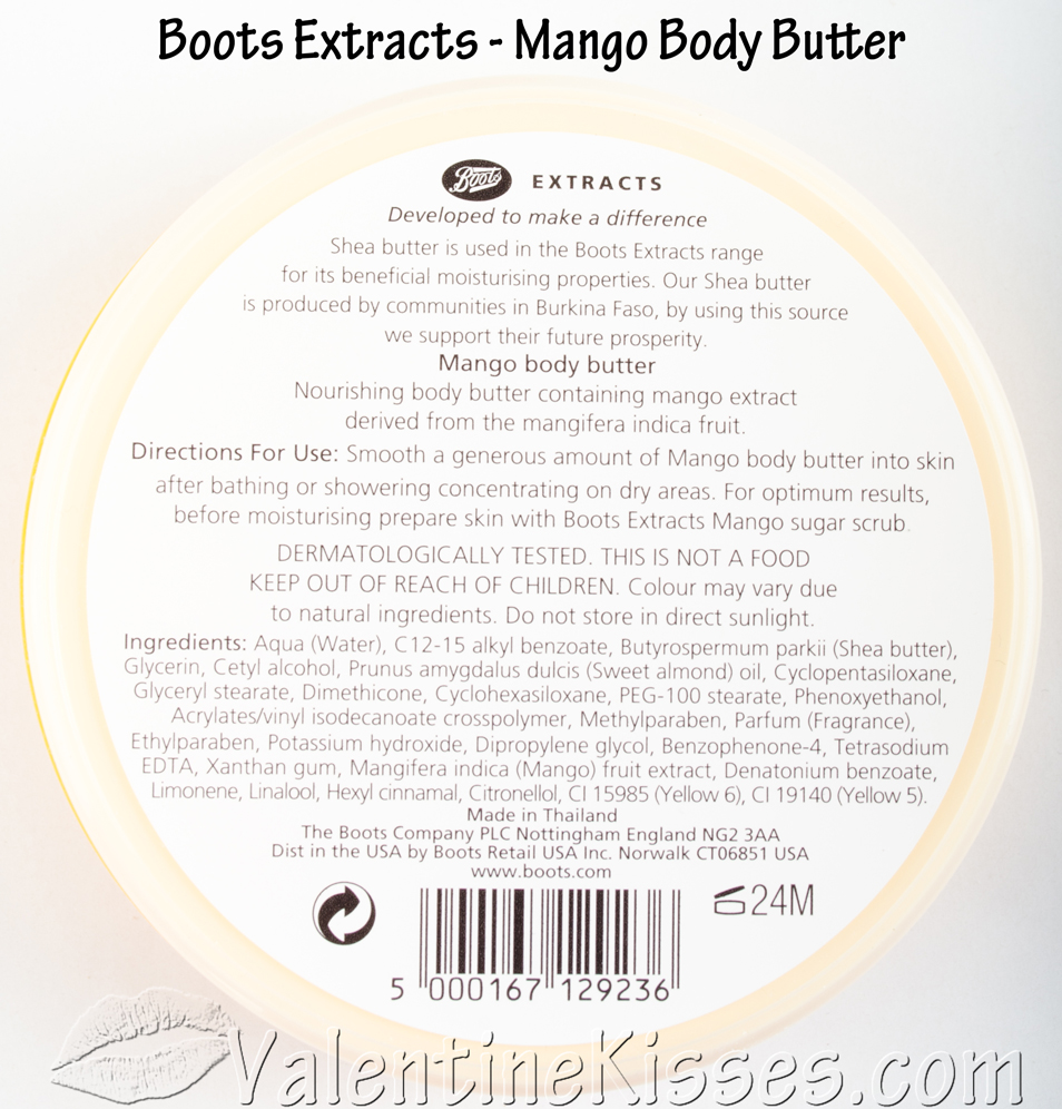 Valentine Kisses Boots Extracts Mango Sugar Scrub & Mango Body Butter pics, swatches, reviews