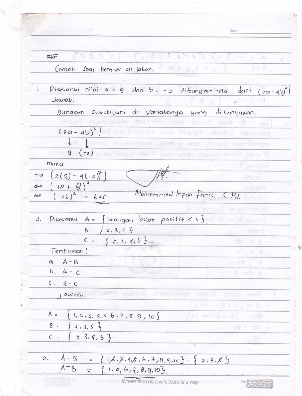 Berikut di bawah ini adalah contoh latihan ulangan semester gasal matematika kelas vii selamat belajar