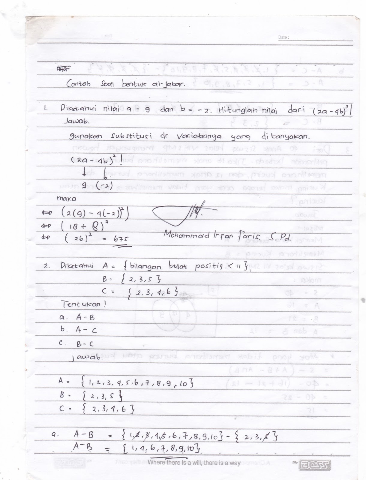 Demikian materi latihan ulangan semester gasal pelajaran matematika selamat belajar