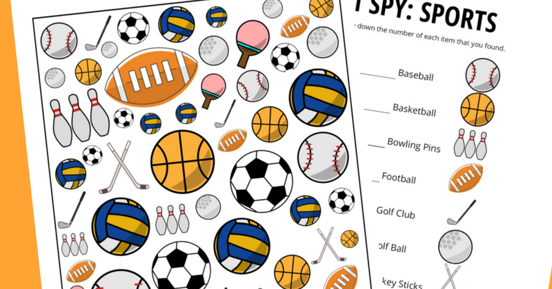 Sports Themed I Spy Game Free Printable for Kids | And Next Comes L