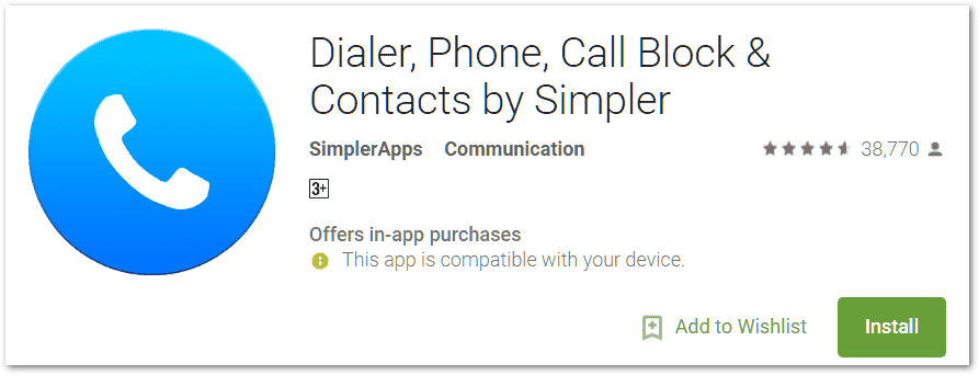 Dialer app for smartphone 