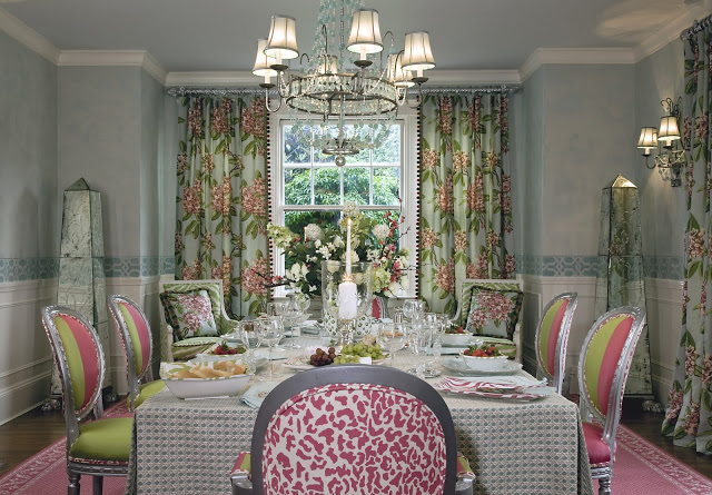 Eye For Design Decorating Your Home With The Pink Green Combination This Is Not A Pink And Green Room Yet It Has Natural Progression Of That Combination