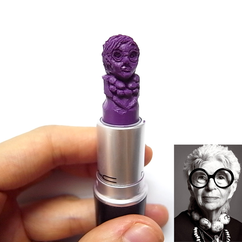 Iris Apfel lipstick sculpture