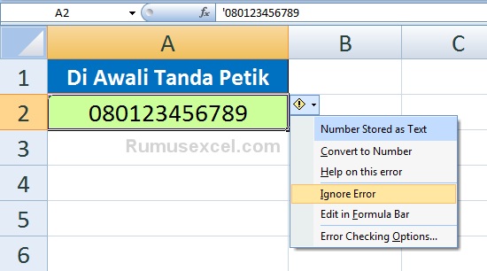 Cara Menampilkan angka Nol di awal pada Microsoft Excel