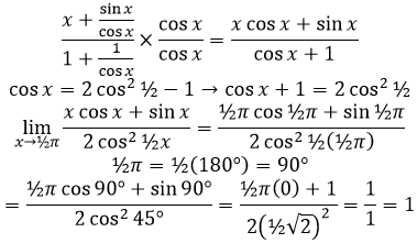 bahas limit tan sec mendekati phi