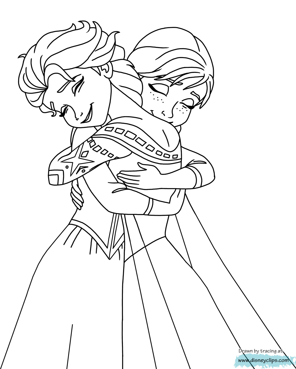 Tranh tô màu Elsa và Anna