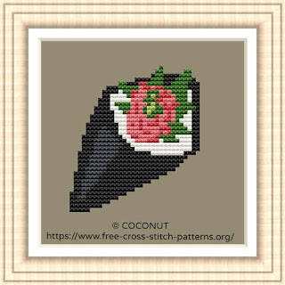 HAND ROLLED SUSHI #4, FREE AND EASY PRINTABLE CROSS STITCH PATTERN