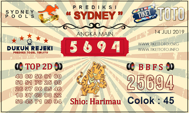 Prediksi Togel SYDNEY TIKETTOTO 14 JULI 2019