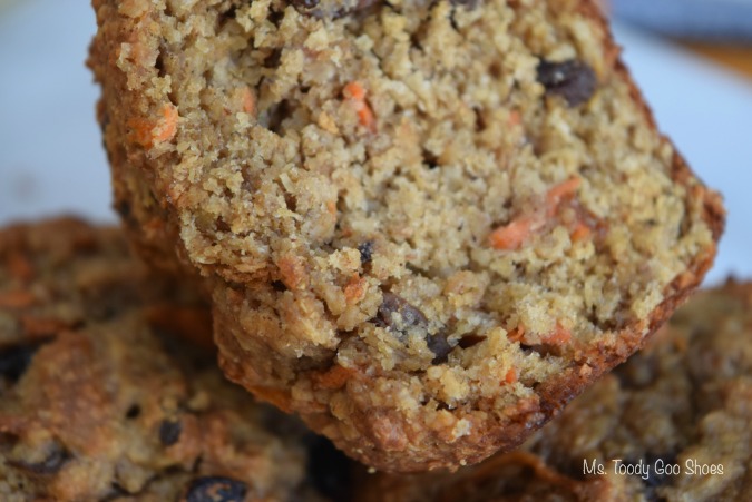 Bran-ana Carrot Muffins -  healthy ingredients... lots of fiber, carrots, banana and yogurt. | Ms. Toody Goo Shoes