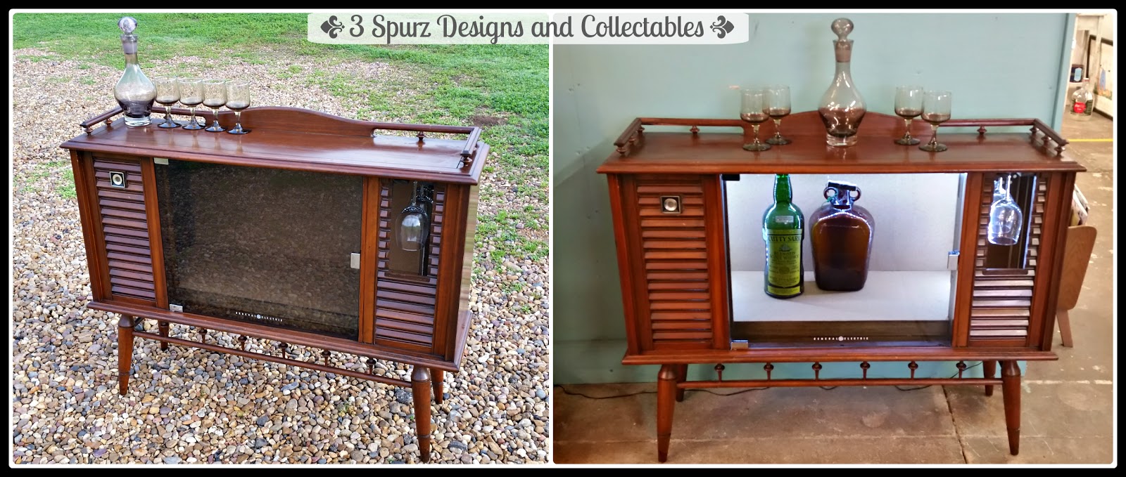 3 Spurz DandC Repurposed /Refurbished Creations!! mid century TV Bar