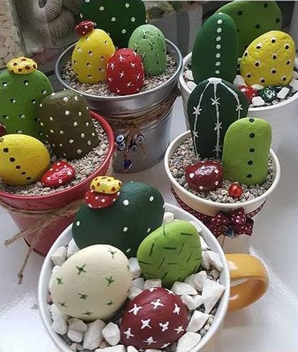 Use These Rocks to Paint a Cactus Garden!